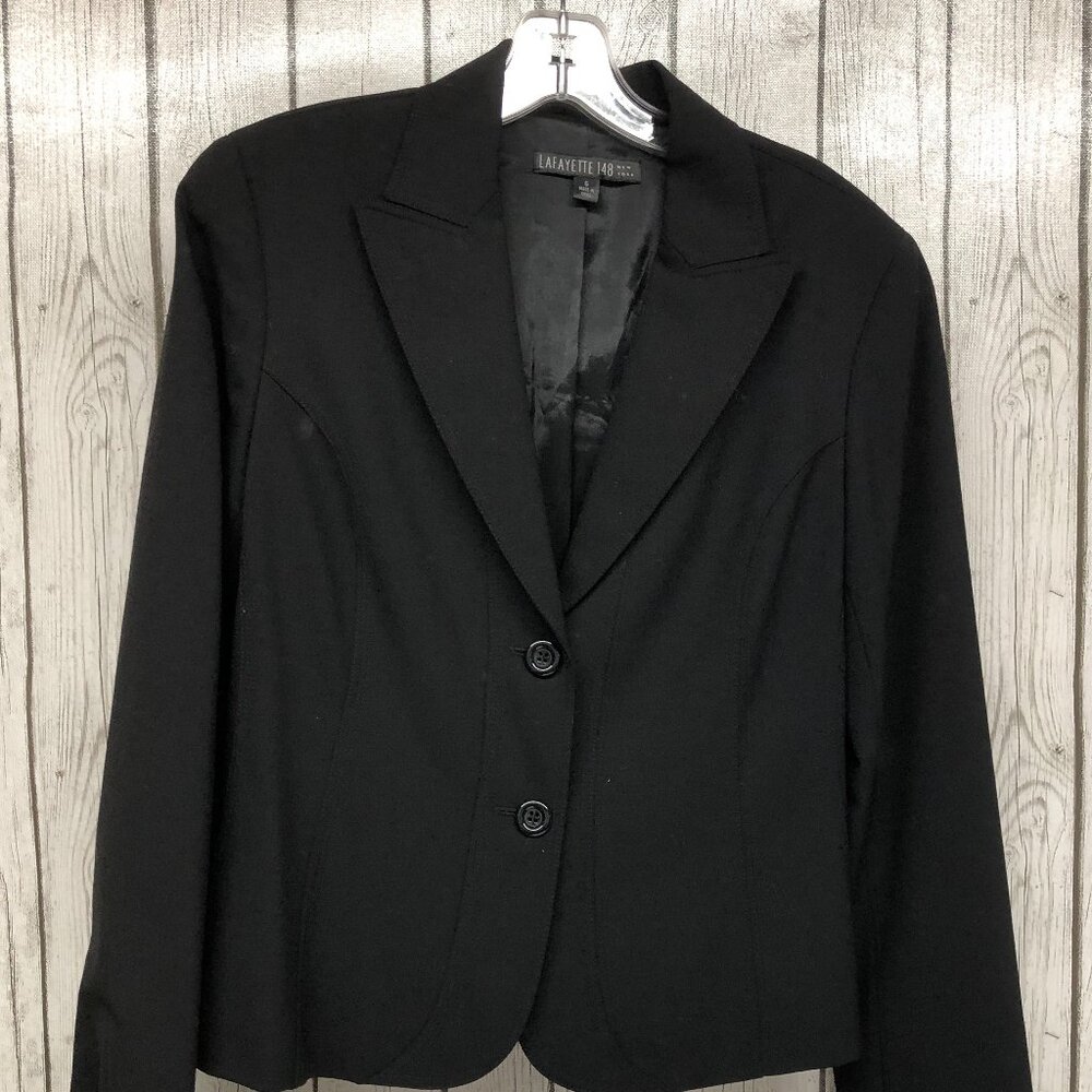 Lafayette 148 Black Wool Blend Black Blazer Size 6   **
